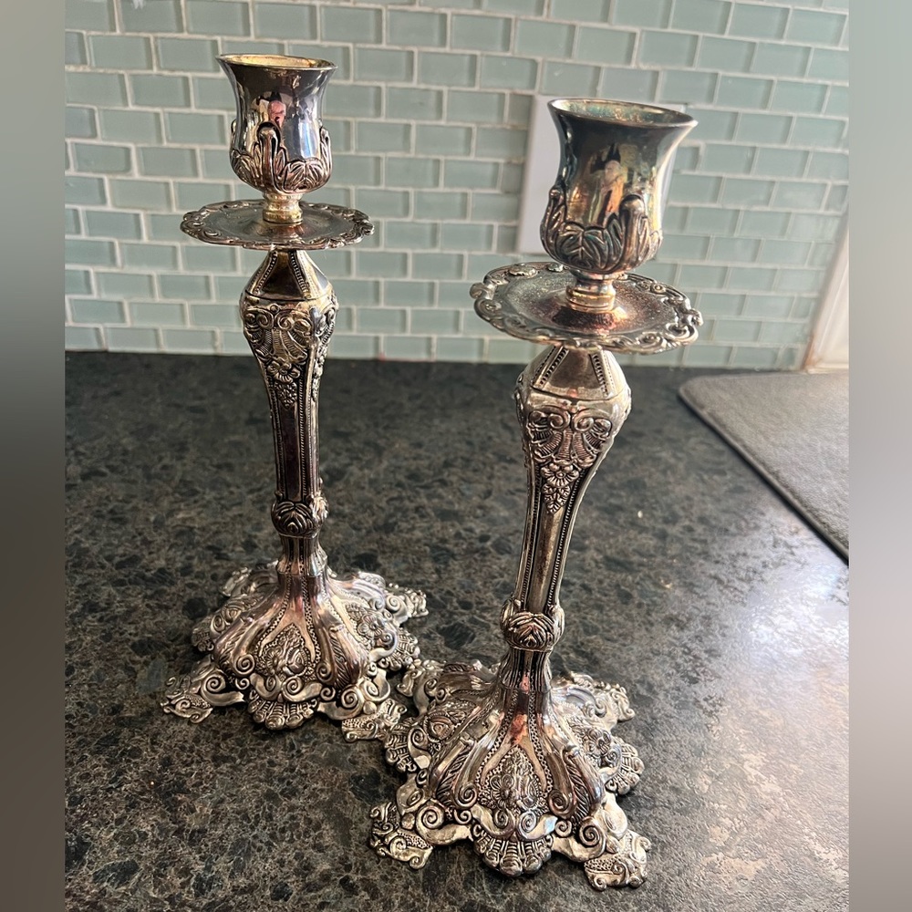 Vintage silver plated candlestick holders